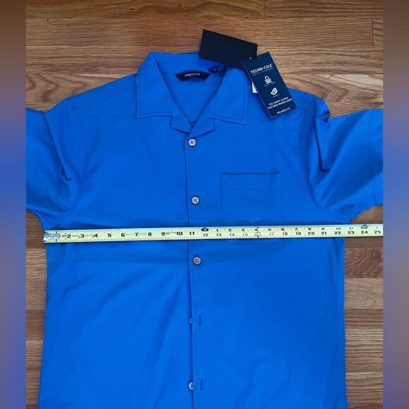 Kenneth Cole Mens Button-Up Shirt Short Sleeve Relaxed Fit Collared Blue Size M - Picture 6 of 12